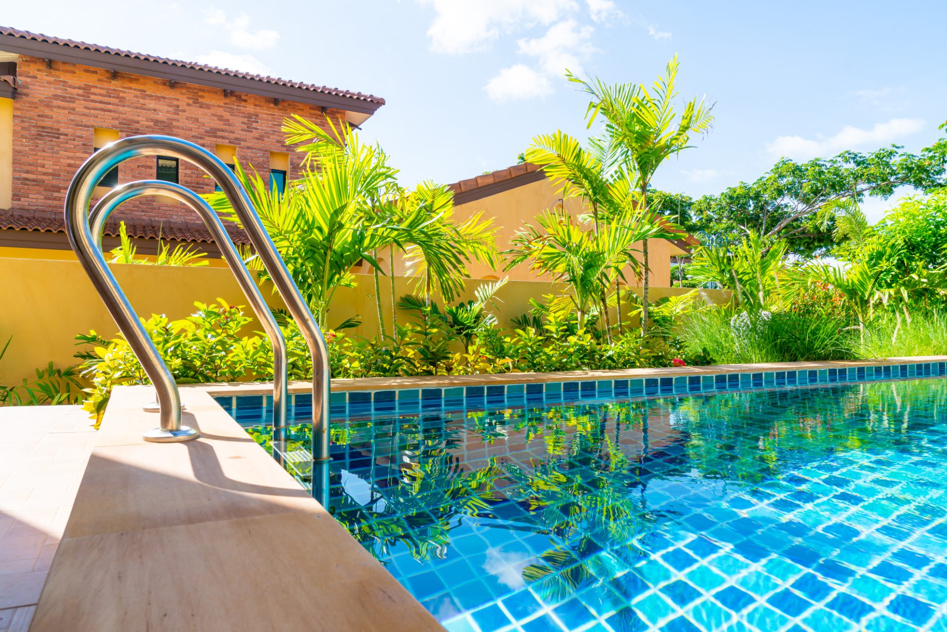 handrails stair in swimming pool